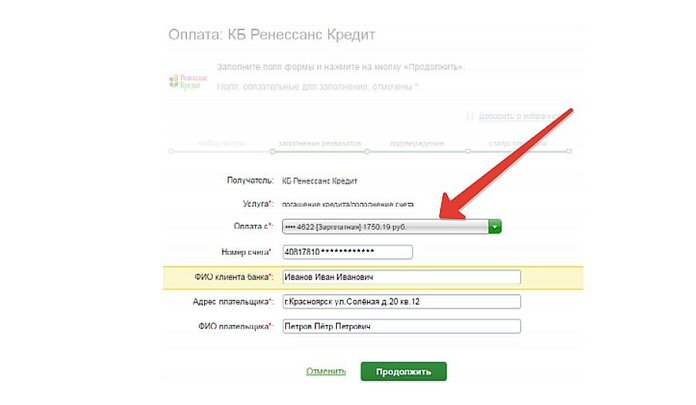 Оплата кредита через Сбербанк онлайн